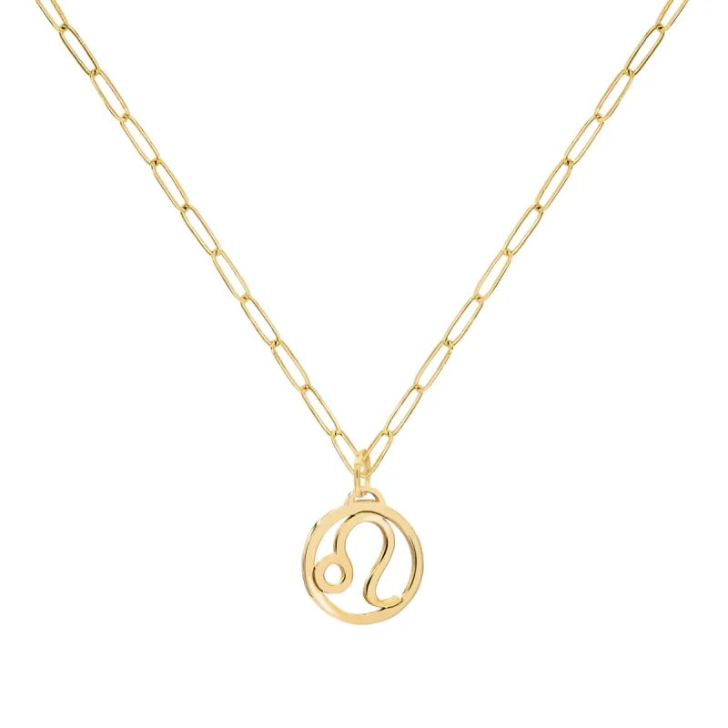 Flat Leo Pendant with Adelaide Mini Chain in 14k Gold sold by Haverhill