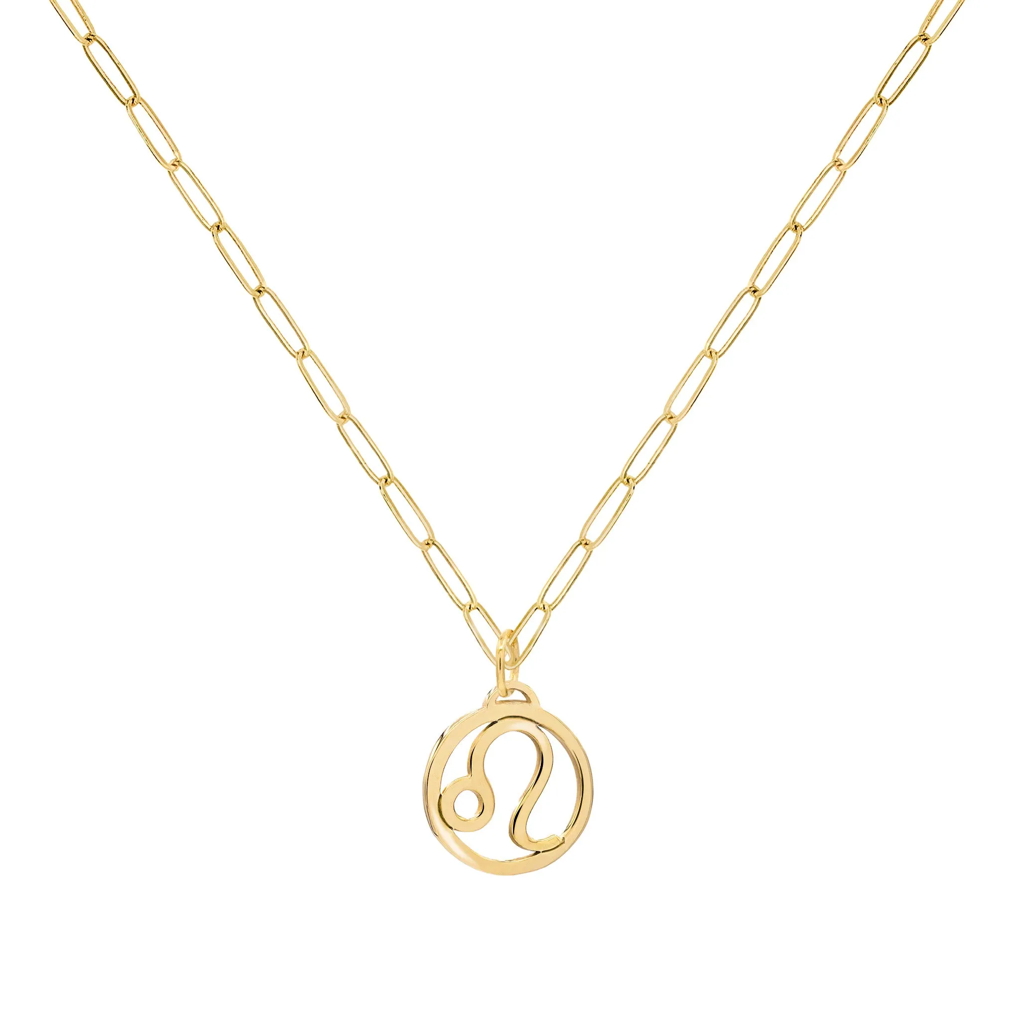 Flat Leo Pendant with Adelaide Mini Chain in 14k Gold sold by Haverhill