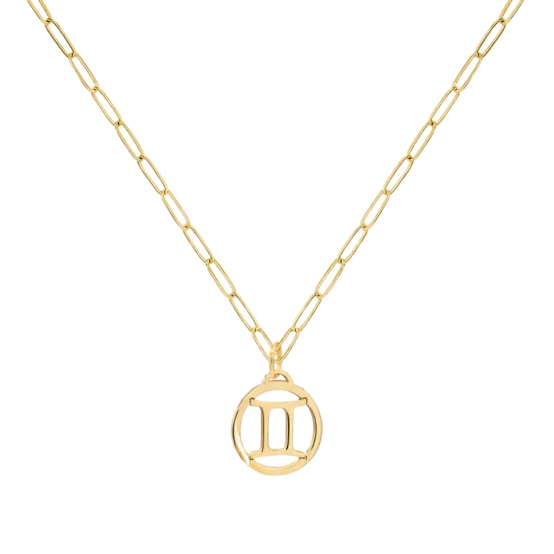 Flat Gemini Pendant with Adelaide Mini Chain in 14k Gold sold by Haverhill
