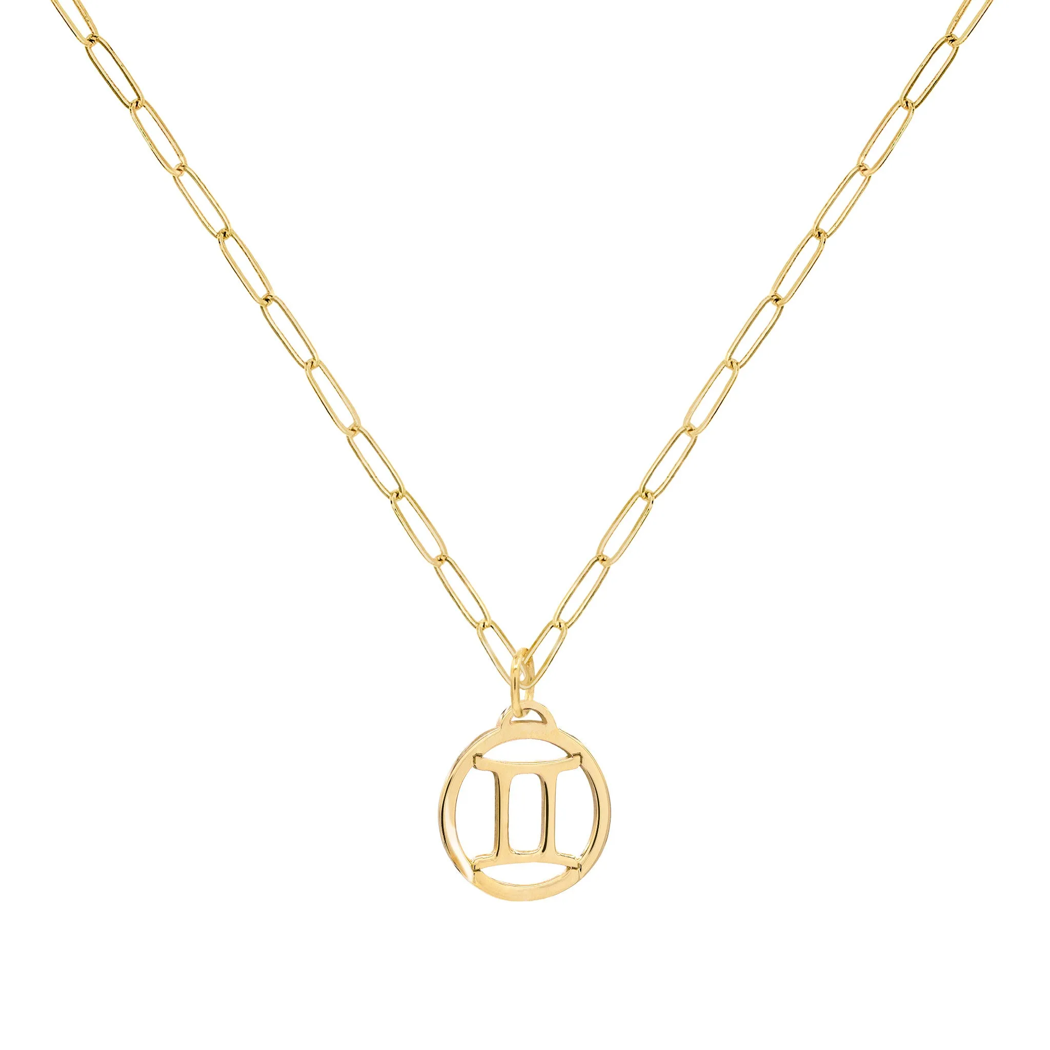 Flat Gemini Pendant with Adelaide Mini Chain in 14k Gold sold by Haverhill