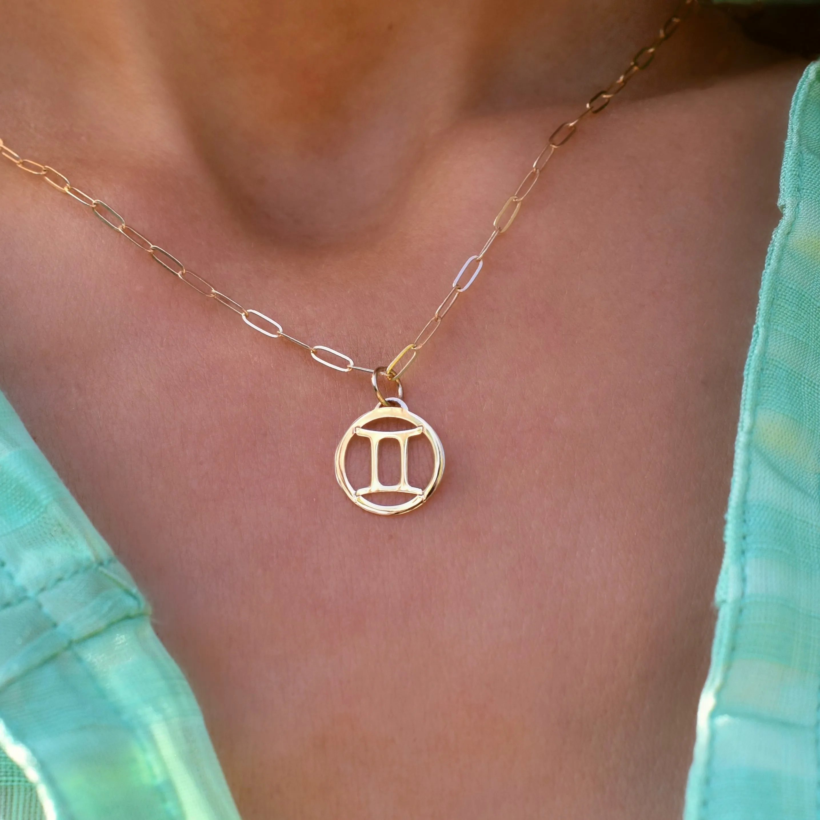 Flat Gemini Pendant with Adelaide Mini Chain in 14k Gold sold by Haverhill product image thumbnail 3