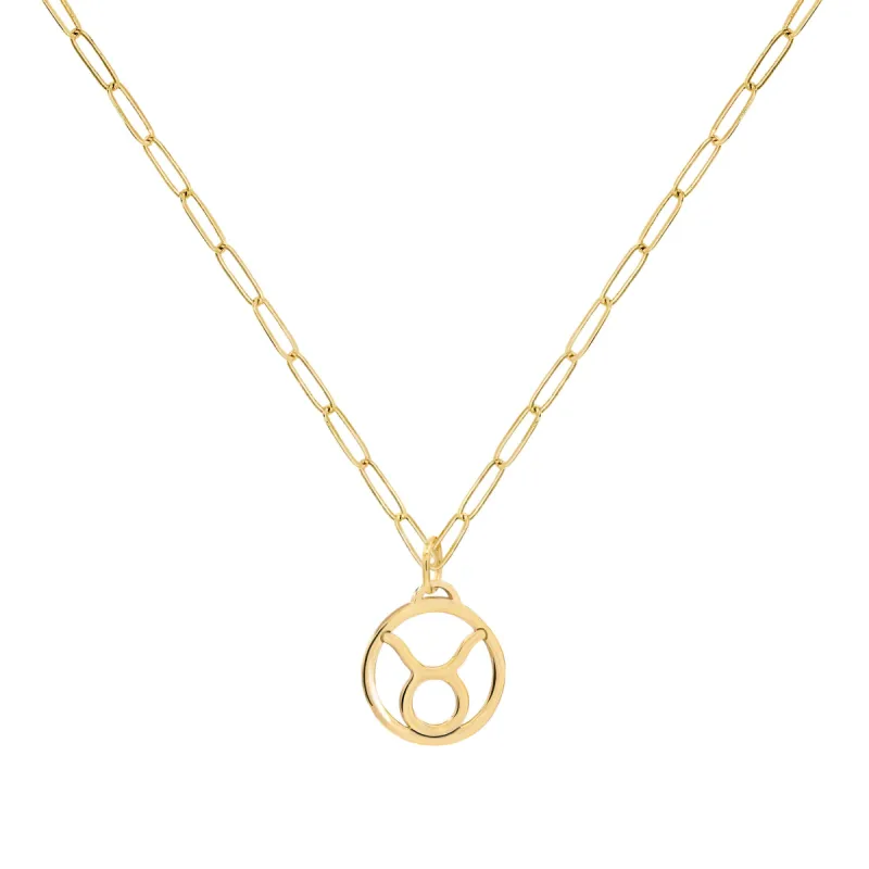 Flat Taurus Pendant with Adelaide Mini Chain in 14k Gold sold by Haverhill