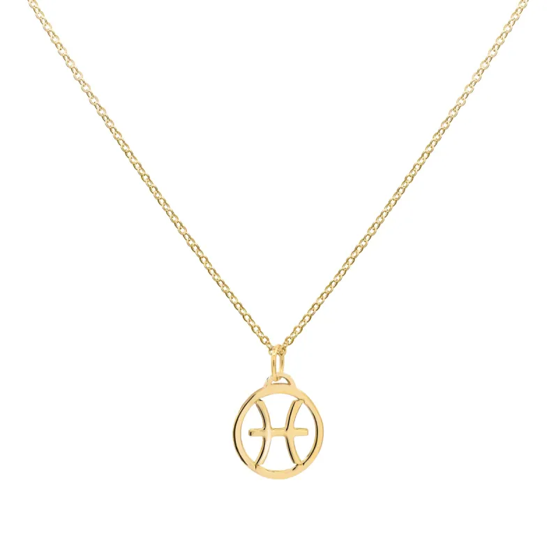 Flat Pisces Pendant with Classic Chain in 14k Gold sold by Haverhill