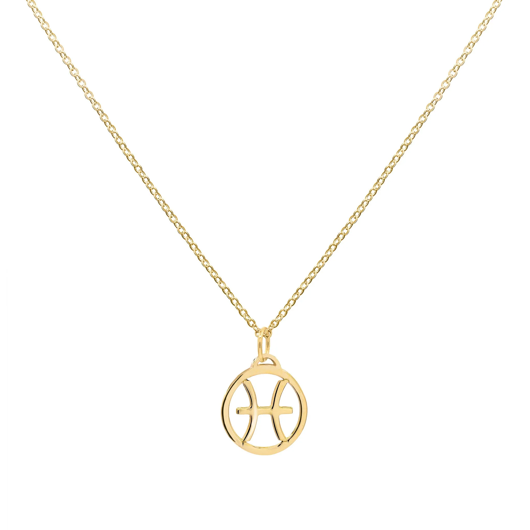 Flat Pisces Pendant with Classic Chain in 14k Gold sold by Haverhill