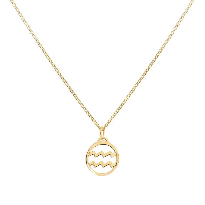 Flat Aquarius Pendant with Classic Chain in 14k Gold sold by Haverhill