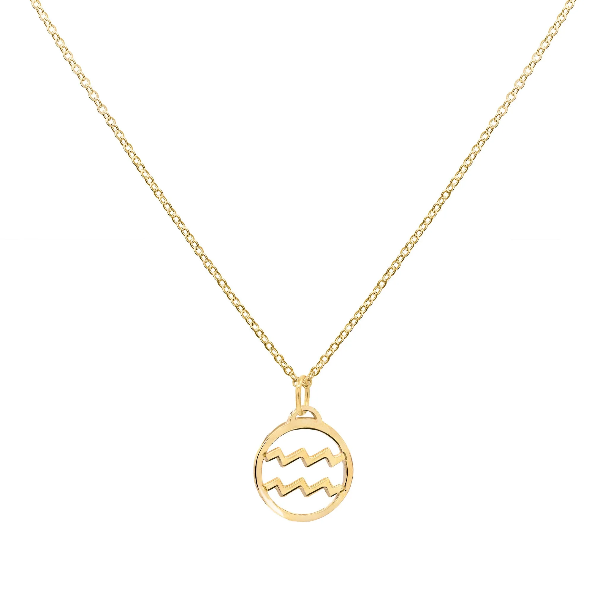 Flat Aquarius Pendant with Classic Chain in 14k Gold sold by Haverhill
