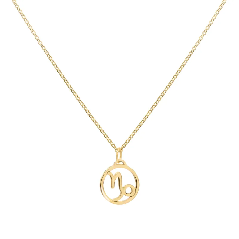 Flat Capricorn Pendant with Classic Chain in 14k Gold sold by Haverhill