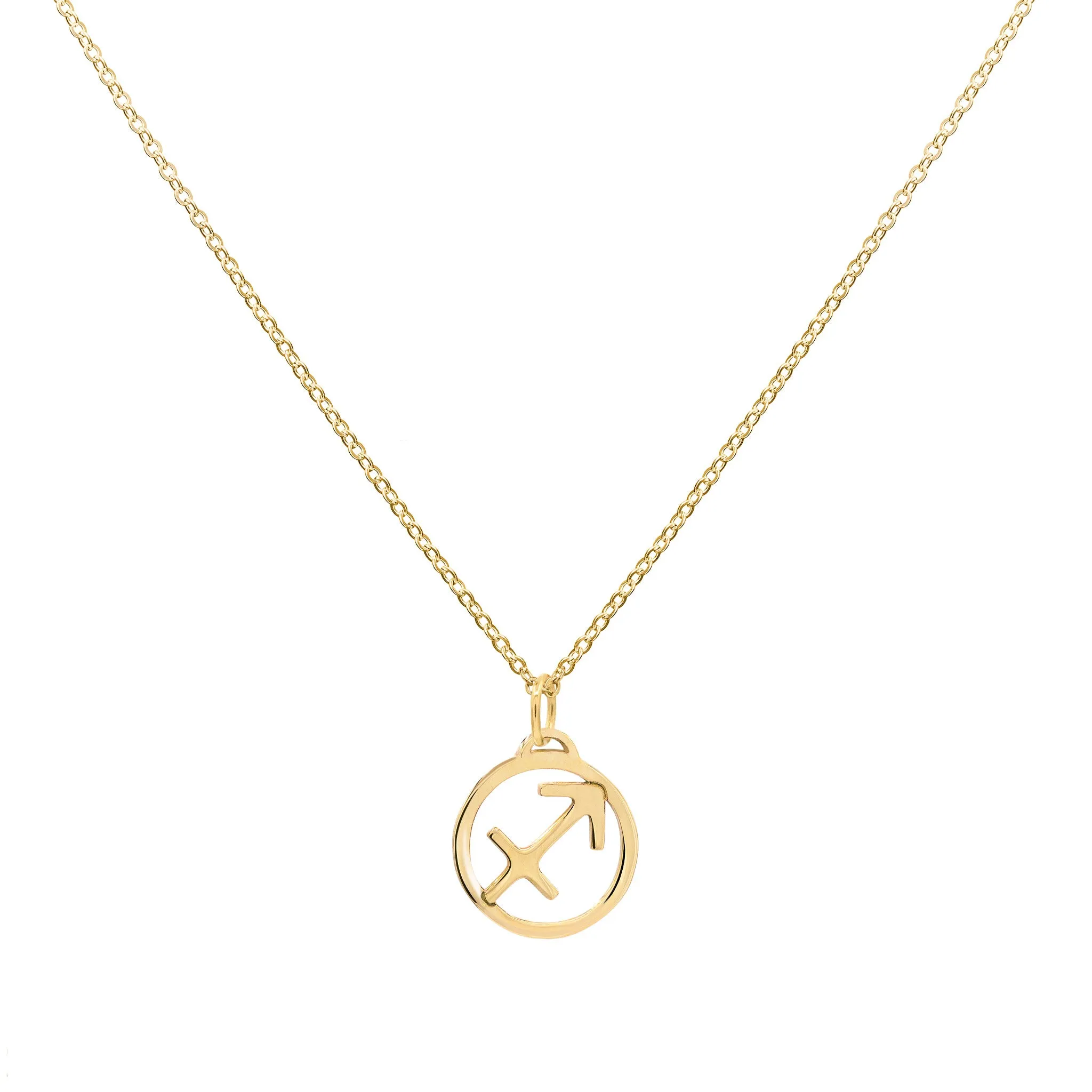 Flat Sagittarius Pendant with Classic Chain in 14k Gold sold by Haverhill