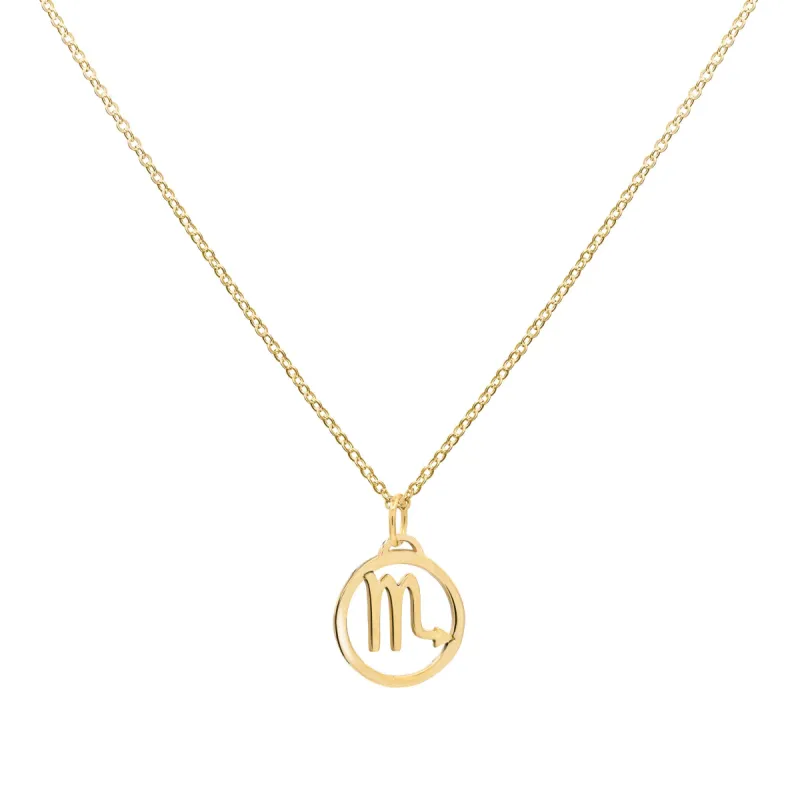 Flat Scorpio Pendant with Classic Chain in 14k Gold sold by Haverhill