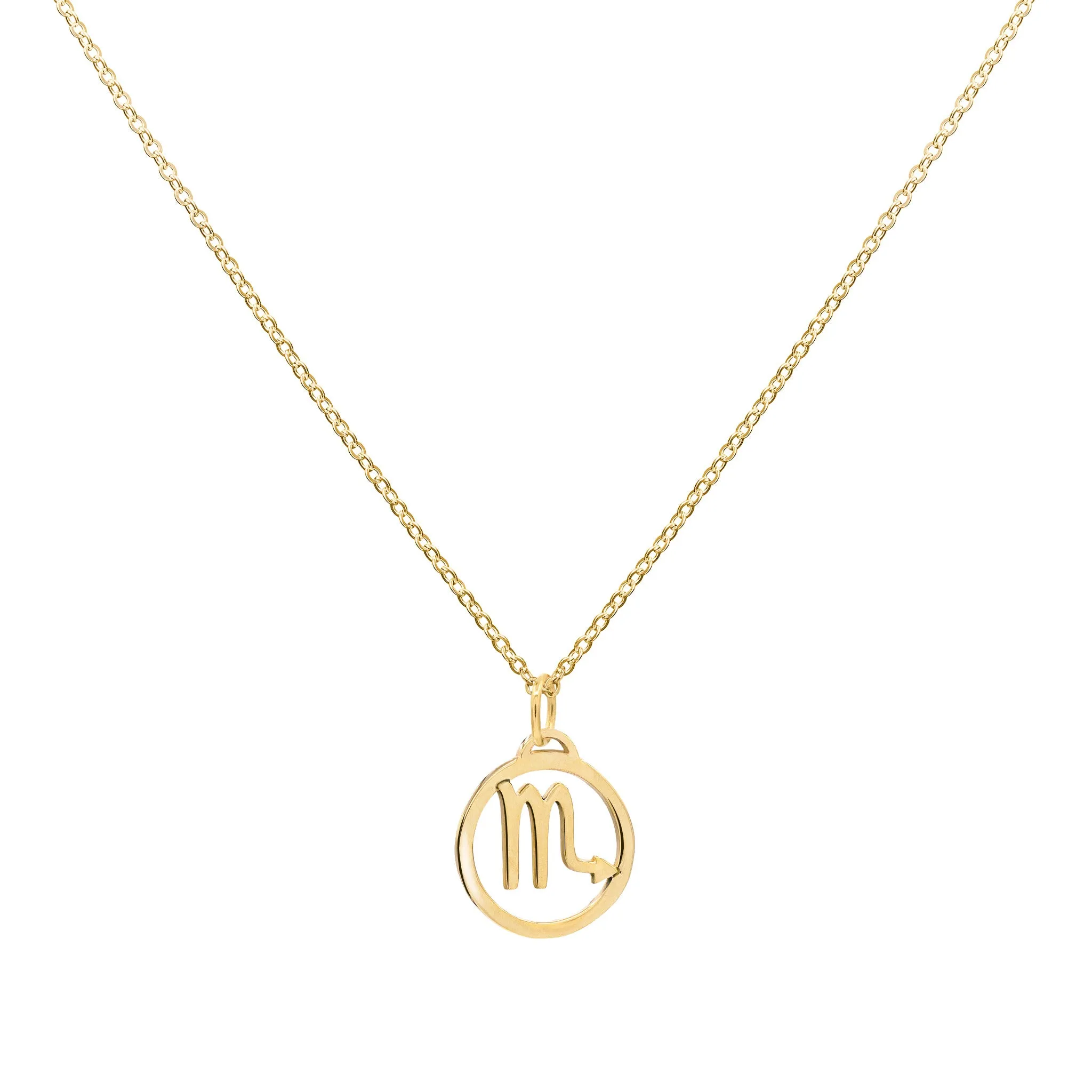 Flat Scorpio Pendant with Classic Chain in 14k Gold sold by Haverhill