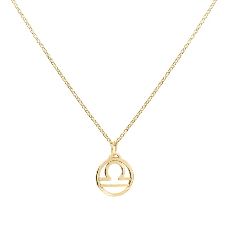 Flat Libra Pendant with Classic Chain in 14k Gold sold by Haverhill