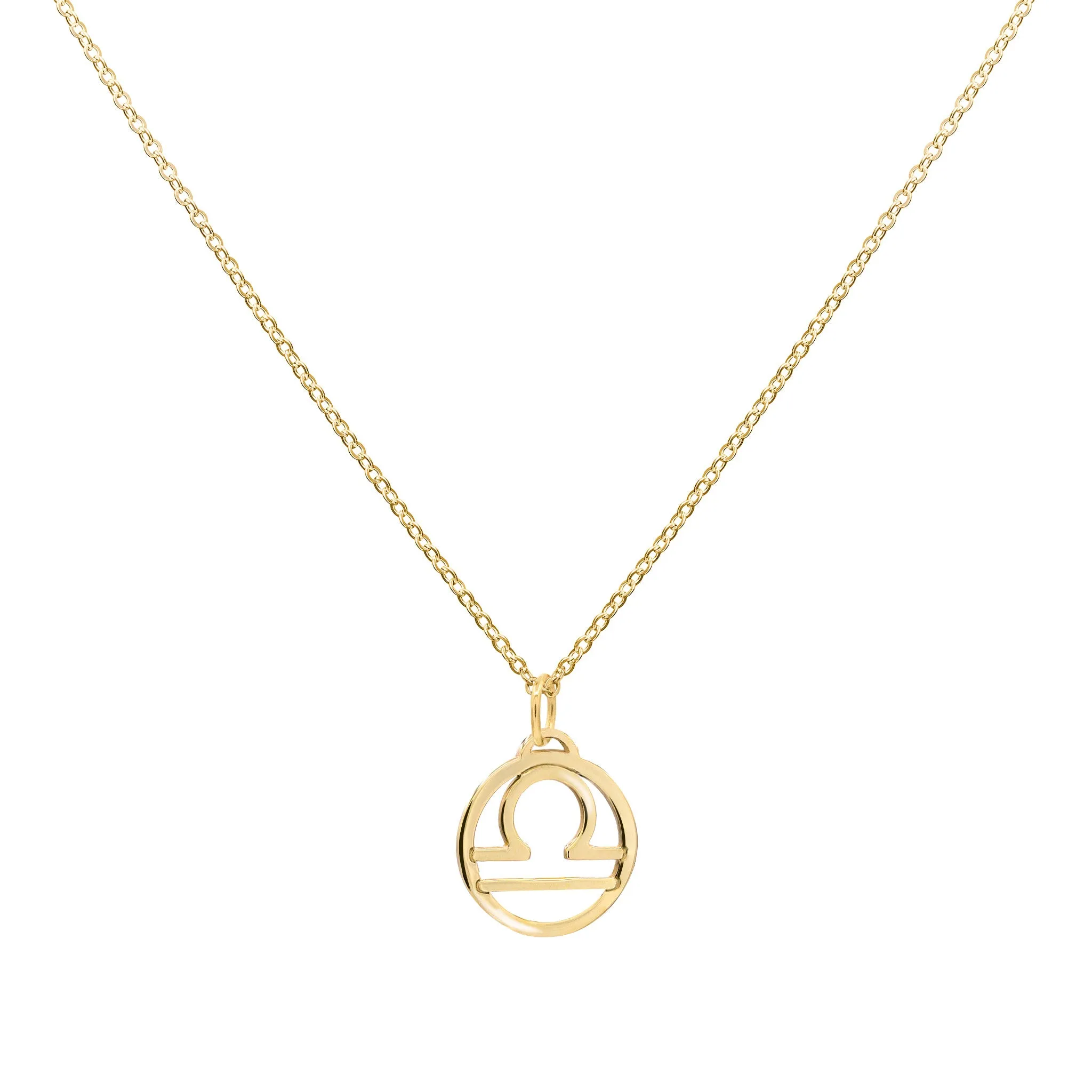 Flat Libra Pendant with Classic Chain in 14k Gold sold by Haverhill