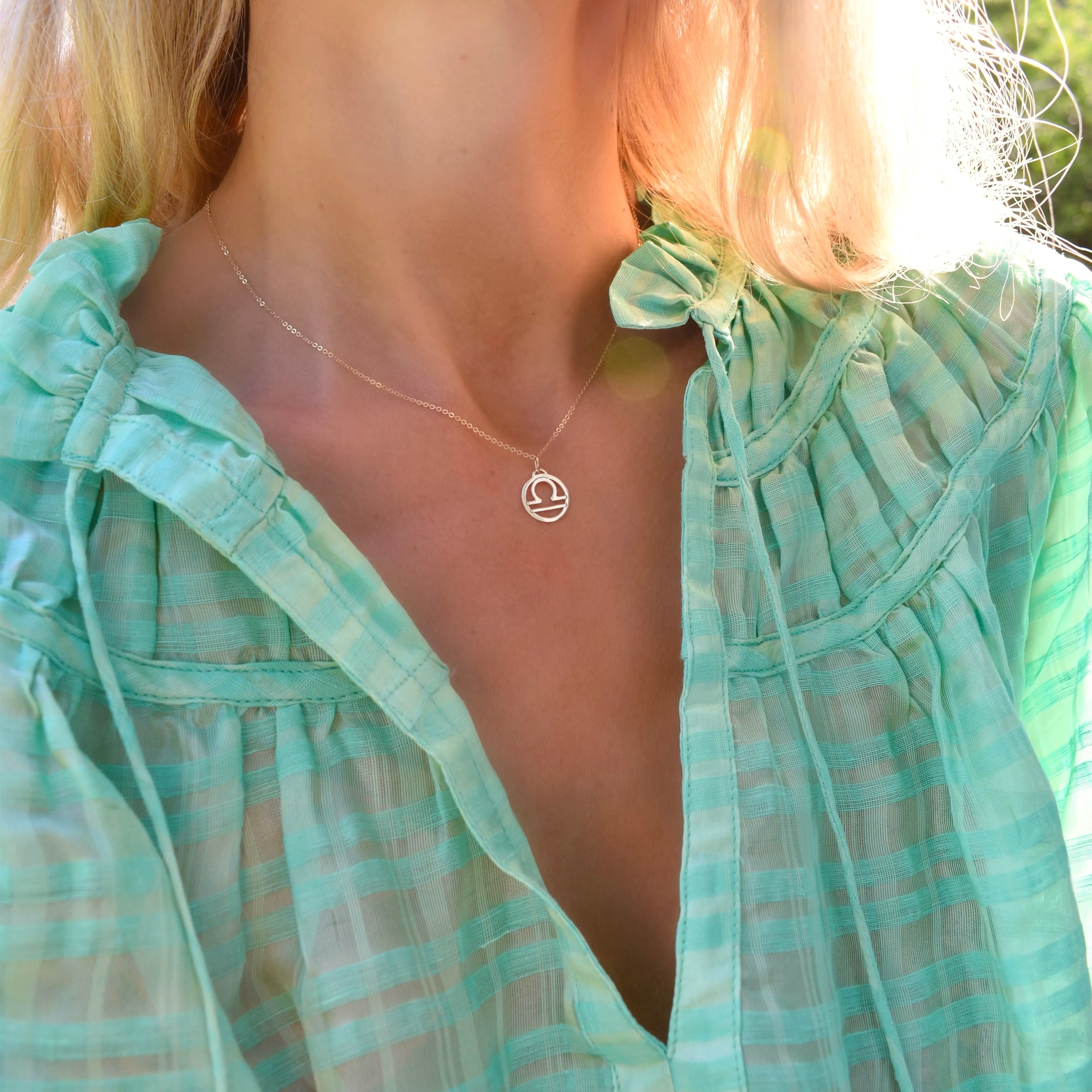 Flat Libra Pendant with Classic Chain in 14k Gold sold by Haverhill product image thumbnail 2