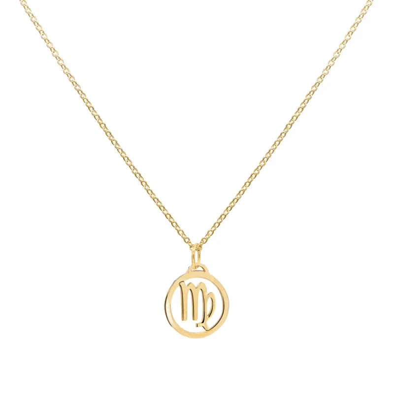 Flat Virgo Pendant with Classic Chain in 14k Gold sold by Haverhill
