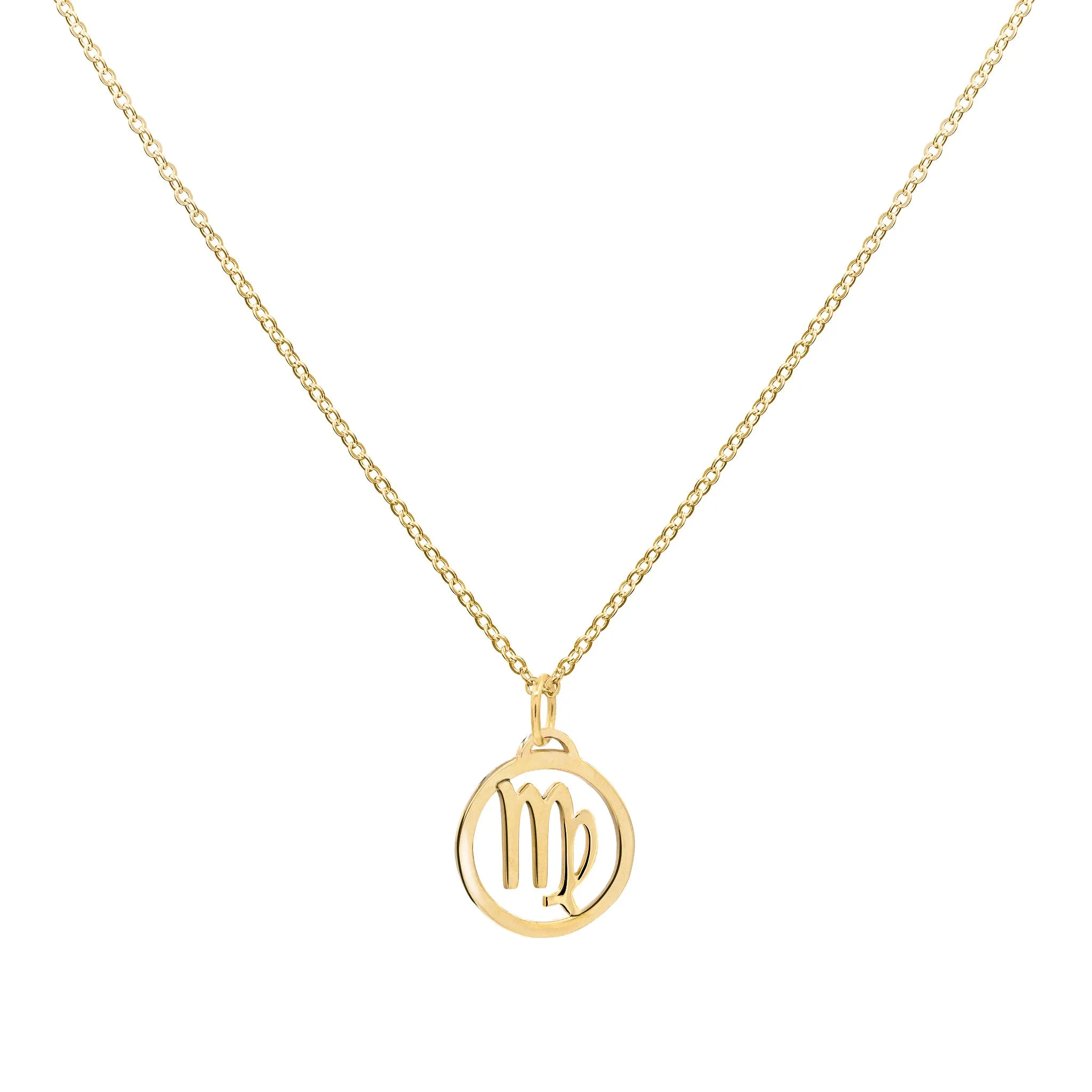 Flat Virgo Pendant with Classic Chain in 14k Gold sold by Haverhill