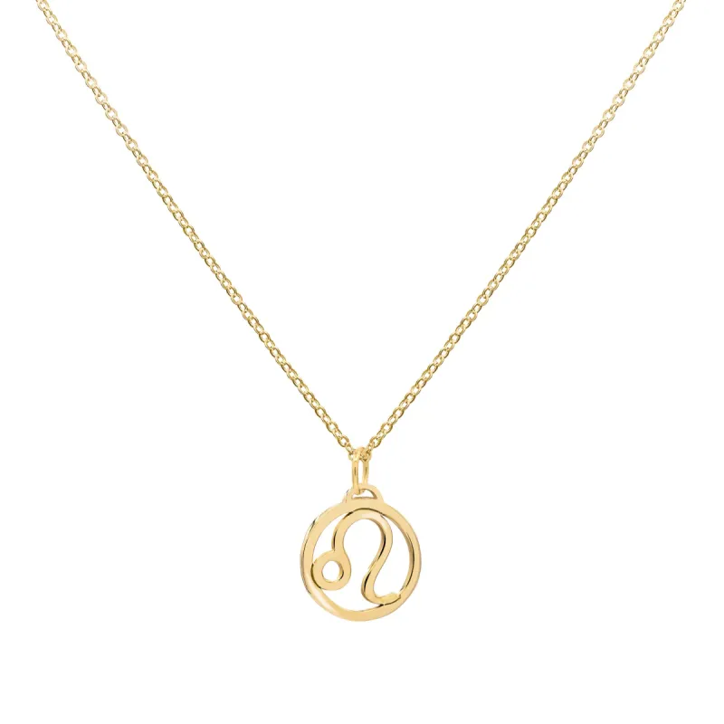 Flat Leo Pendant with Classic Chain in 14k Gold sold by Haverhill