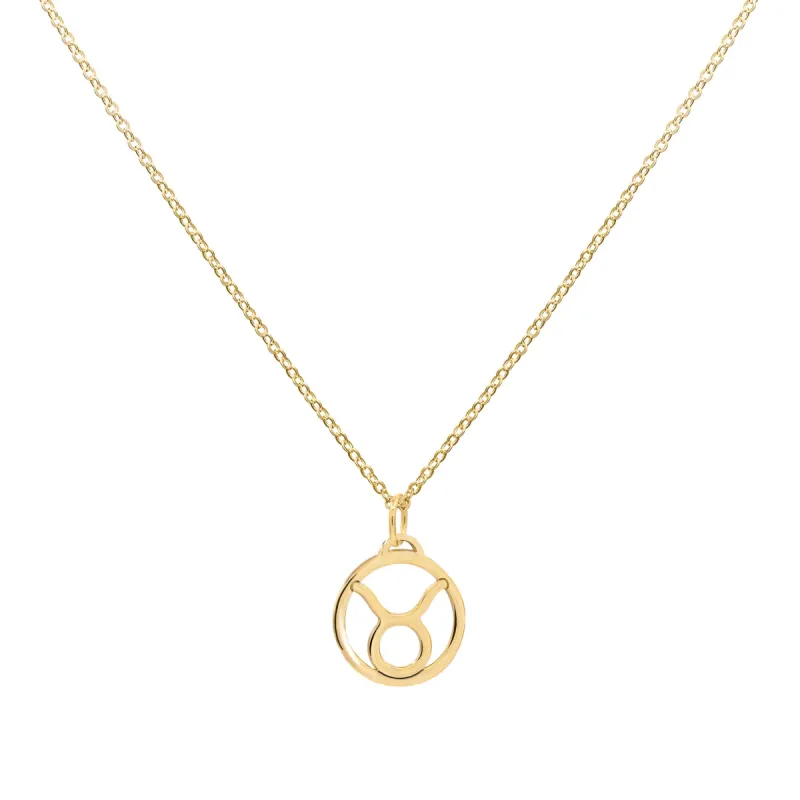 Flat Taurus Pendant with Classic Chain in 14k Gold sold by Haverhill