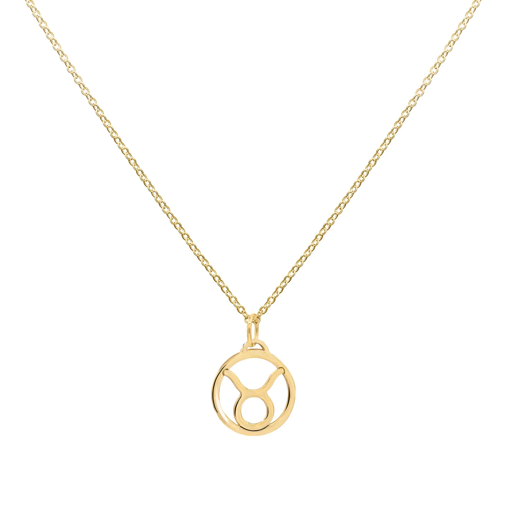 Flat Taurus Pendant with Classic Chain in 14k Gold sold by Haverhill