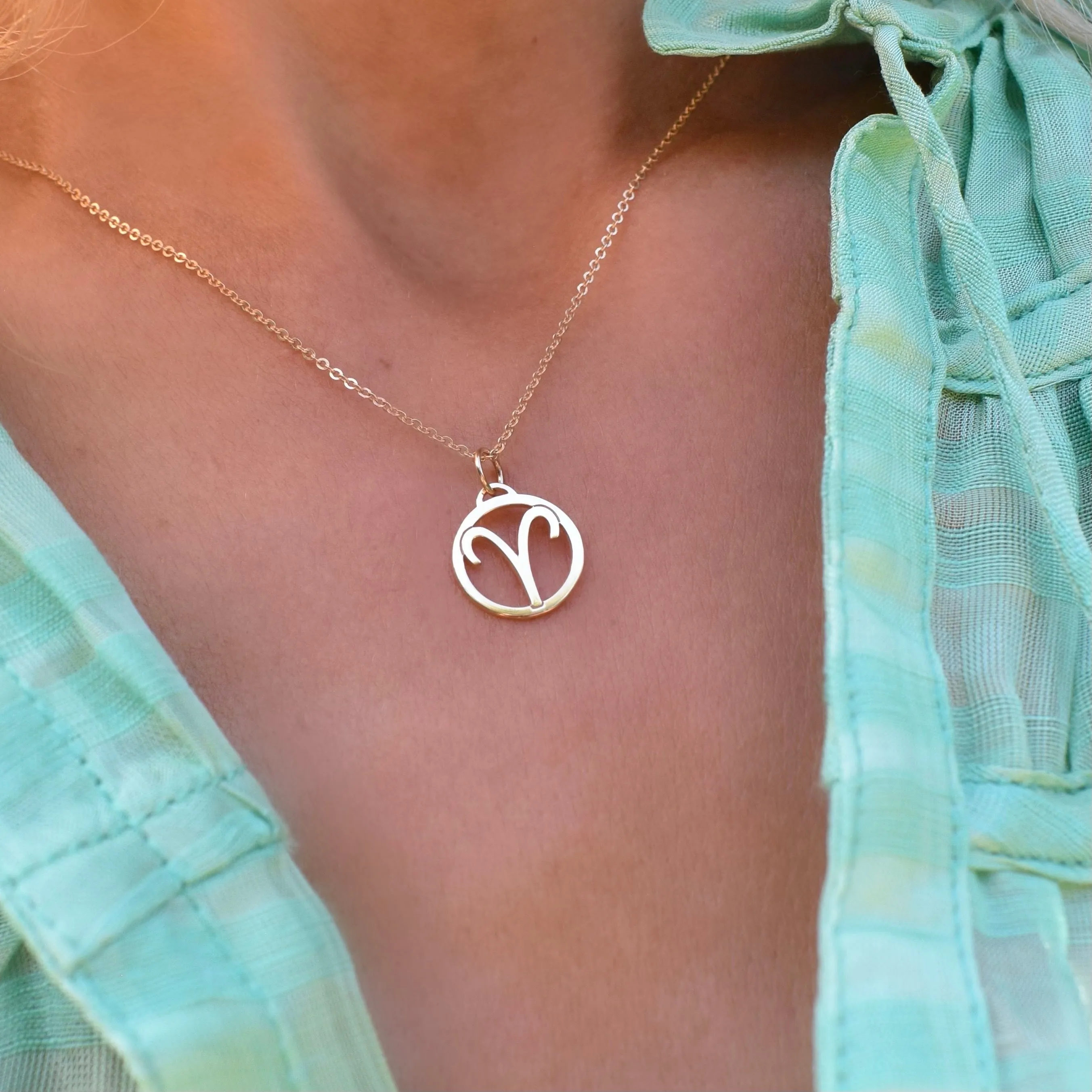 Flat Aries Pendant with Classic Chain in 14k Gold sold by Haverhill product image thumbnail 3