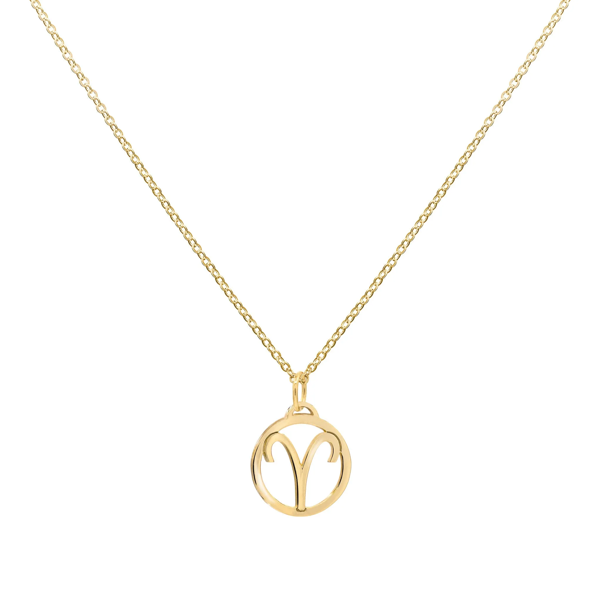 Flat Aries Pendant with Classic Chain in 14k Gold sold by Haverhill