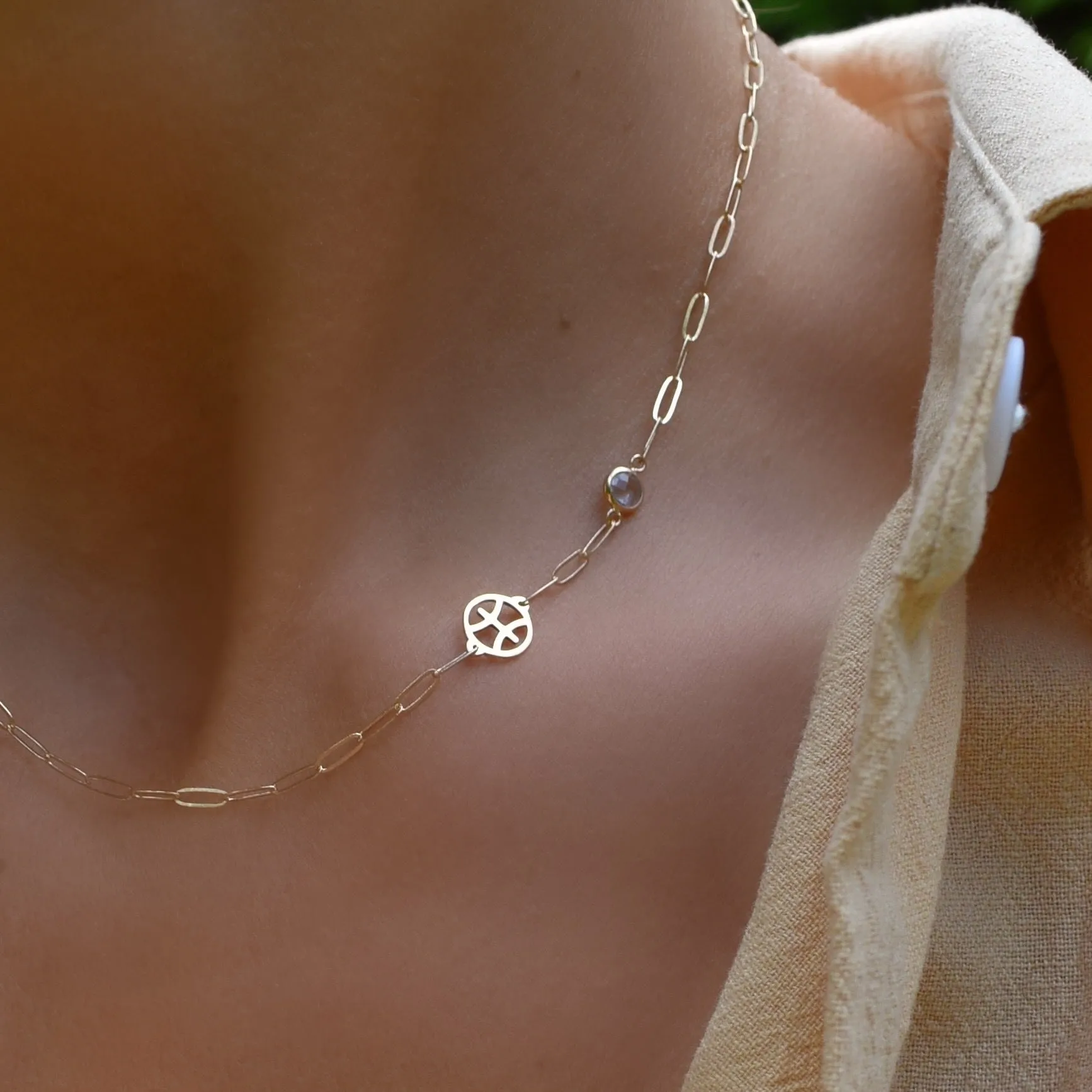 Pisces & Birthstone Necklace on Adelaide Mini in 14k Gold sold by Haverhill product image thumbnail 3