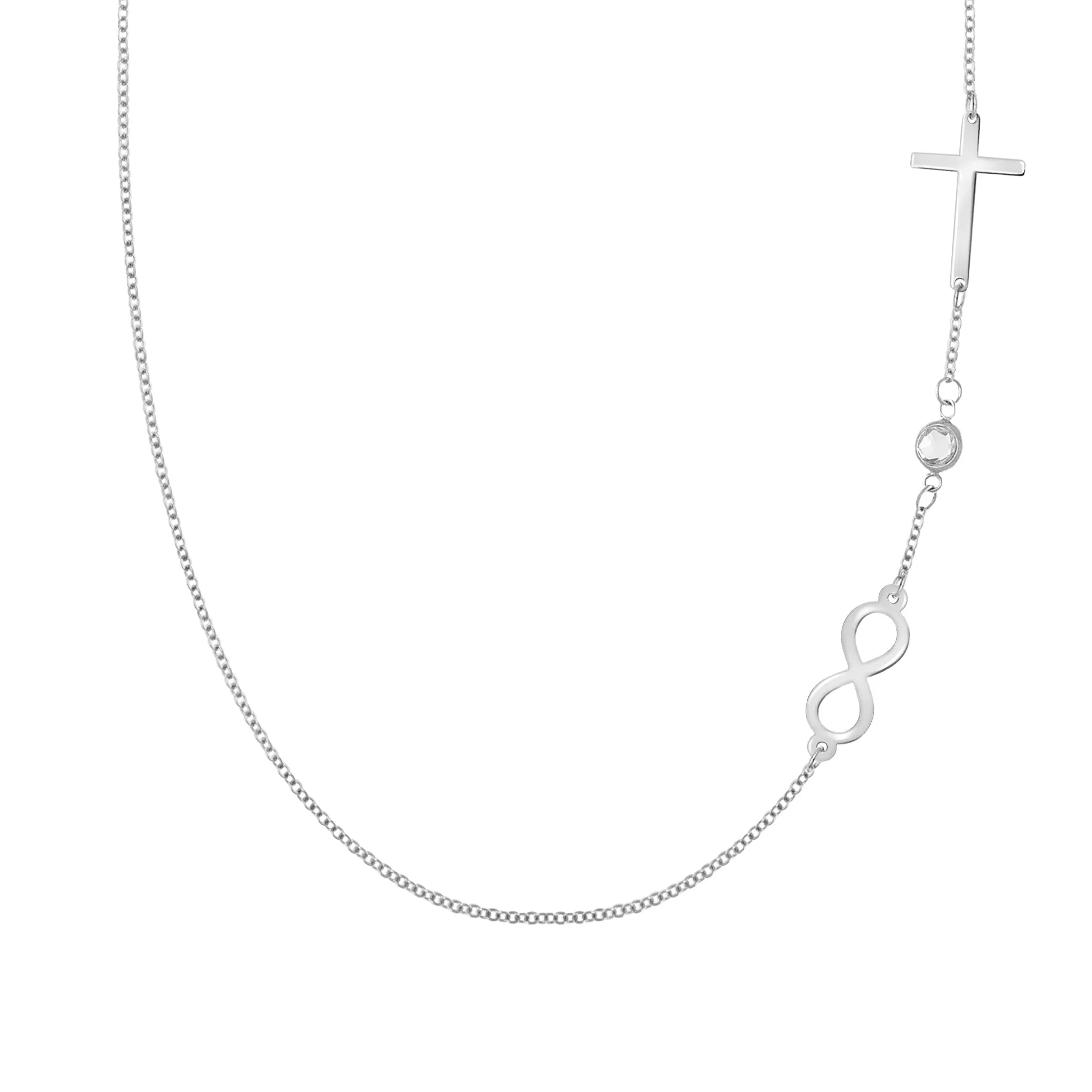 Infinity & Cross with 1 Petite Birthstone Necklace in 14k Gold sold by Haverhill product image thumbnail 5