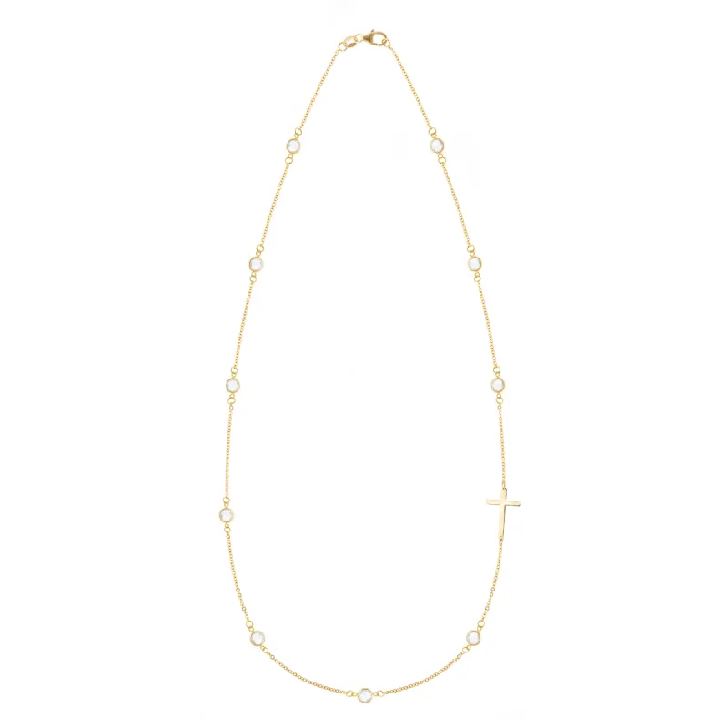 Bayberry Birthstone Cross Necklace in 14k Gold sold by Haverhill