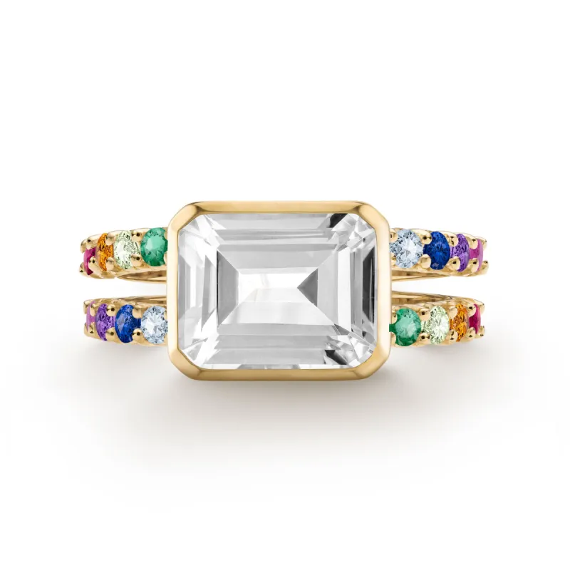 Rainbow Warren Horizontal Ring in 14k Gold sold by Haverhill