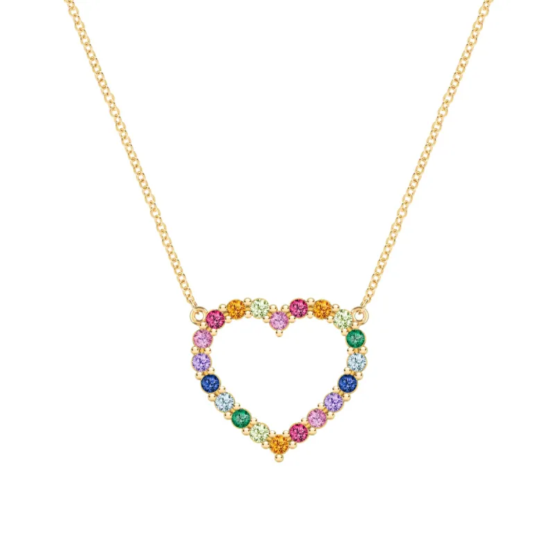 Rainbow Rosecliff Heart Necklace in 14k Gold sold by Haverhill