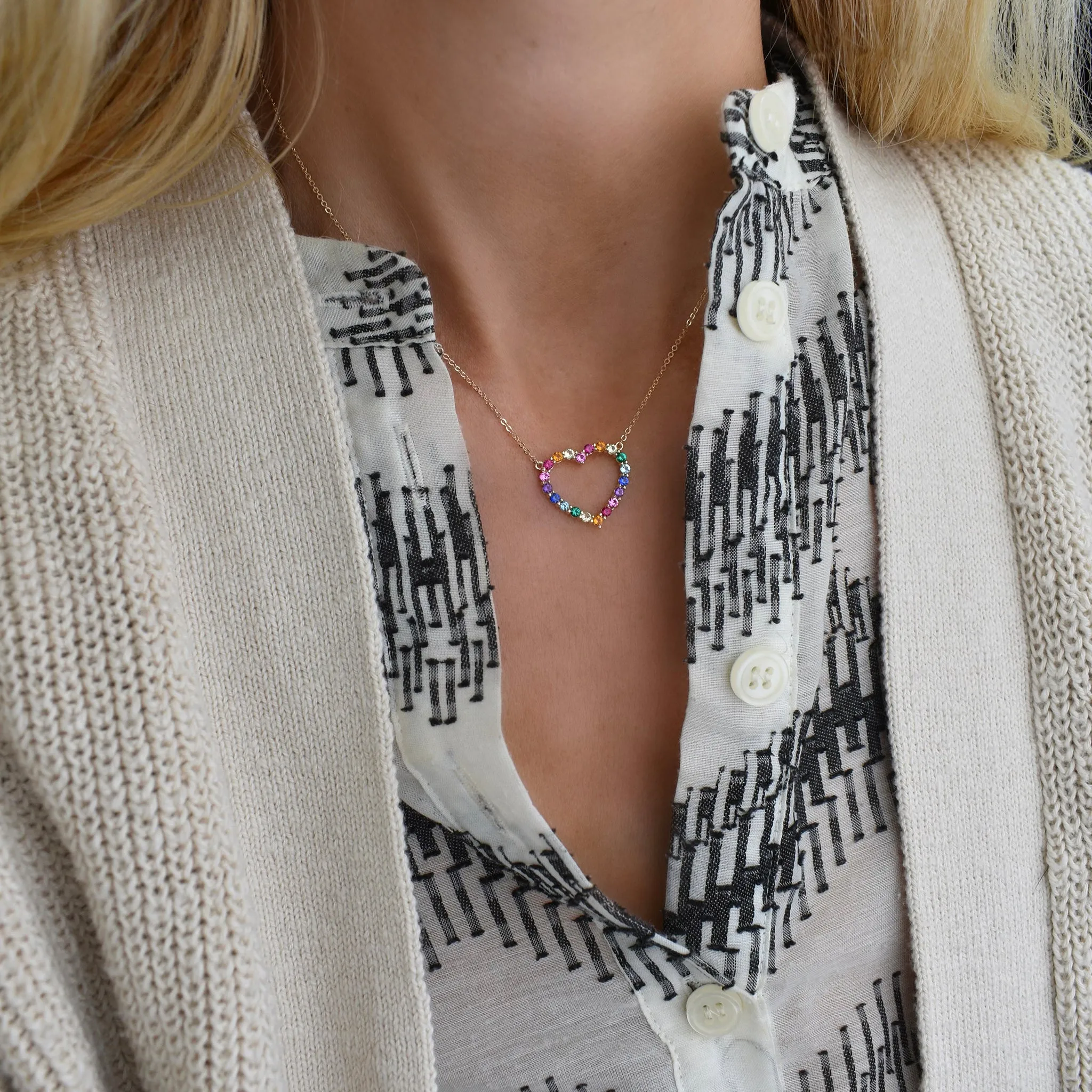 Rainbow Rosecliff Heart Necklace in 14k Gold sold by Haverhill product image thumbnail 2