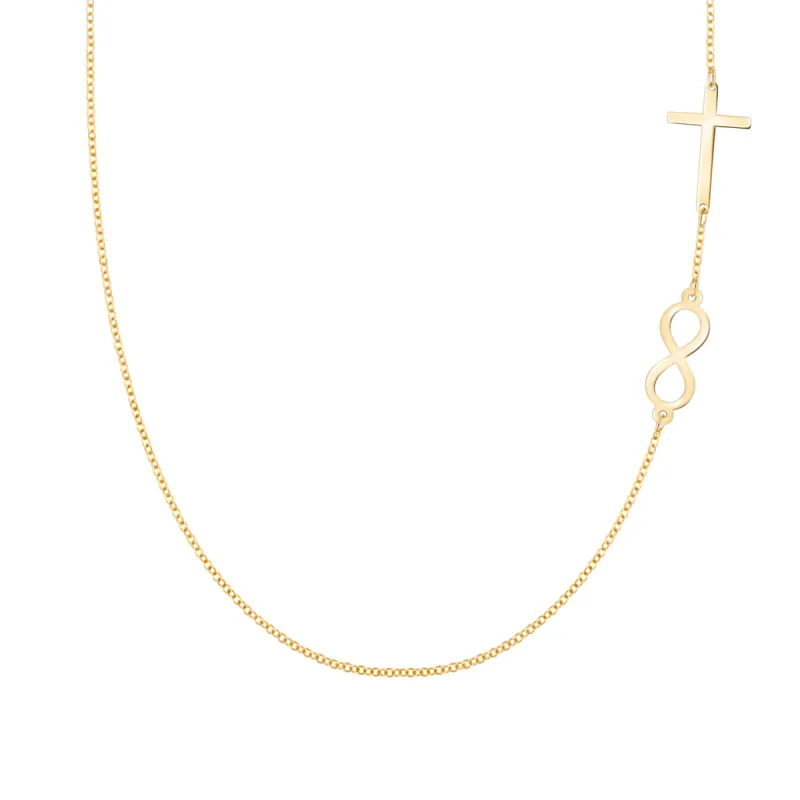 Infinity & Cross Necklace in 14k Gold sold by Haverhill