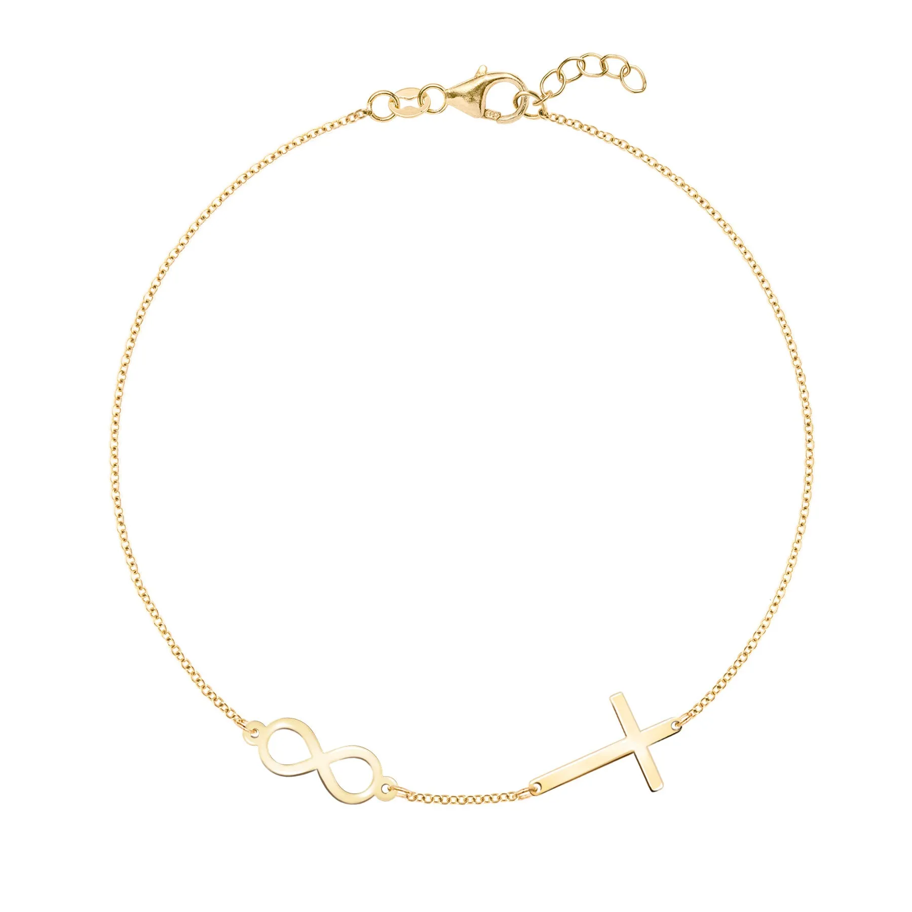 Infinity & Cross Bracelet in 14k Gold sold by Haverhill