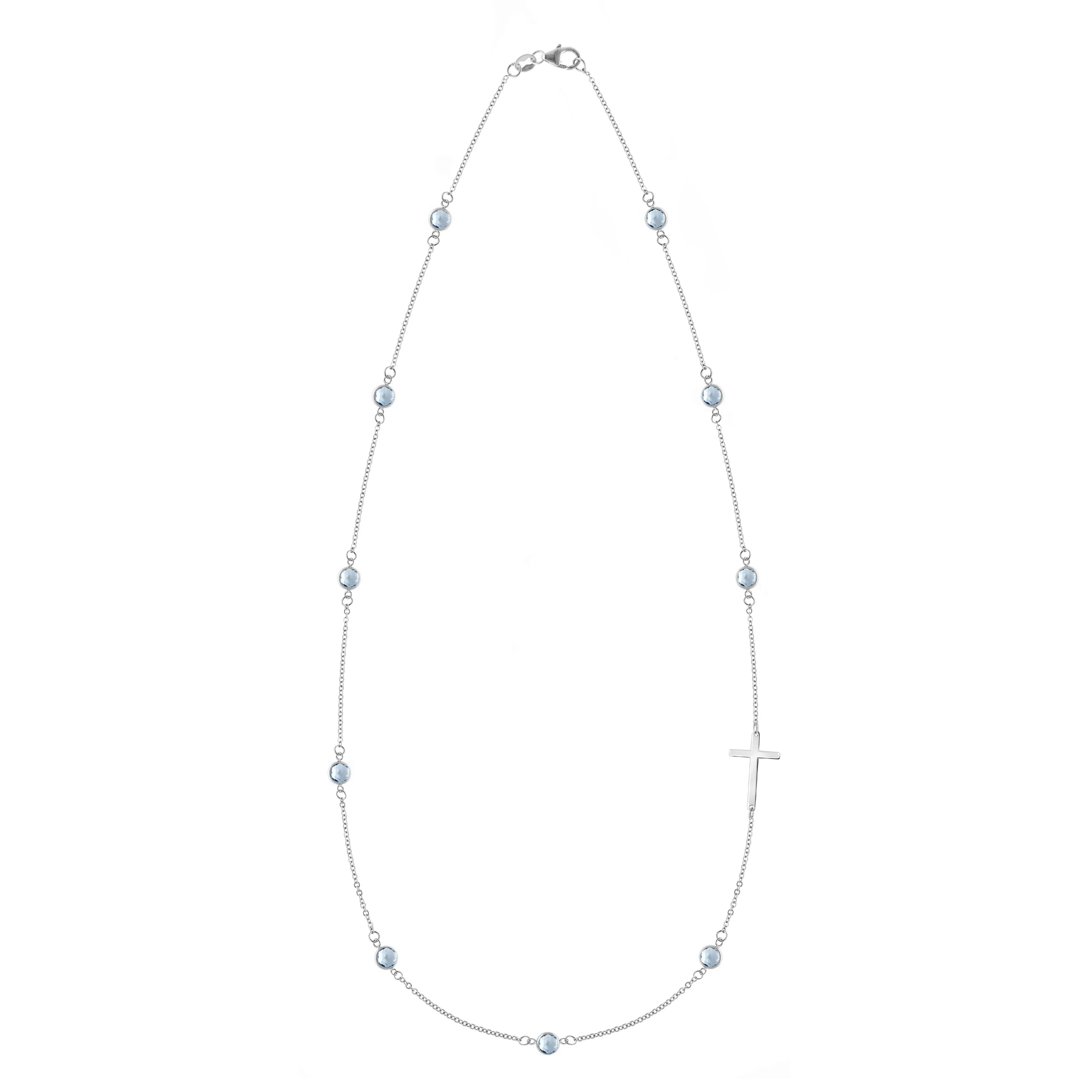 Bayberry Aquamarine Birthstone Cross Necklace in 14k Gold (March) sold by Haverhill product image thumbnail 5