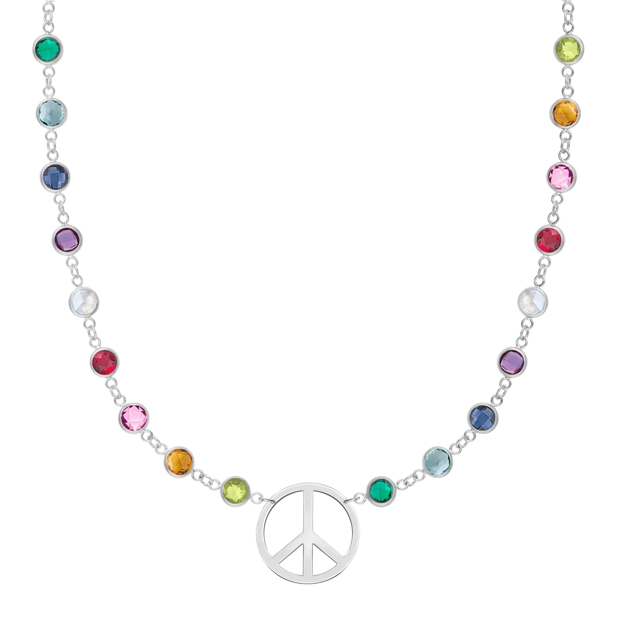 Rainbow Large Peace Sign Newport Necklace in 14k Gold sold by Haverhill product image thumbnail 3