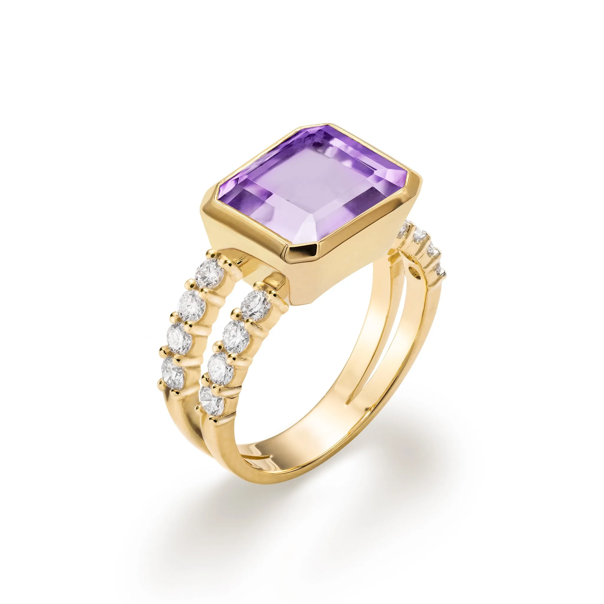Warren Horizontal Amethyst Ring with Diamonds in 14k Gold (February) sold by Haverhill product image thumbnail 4