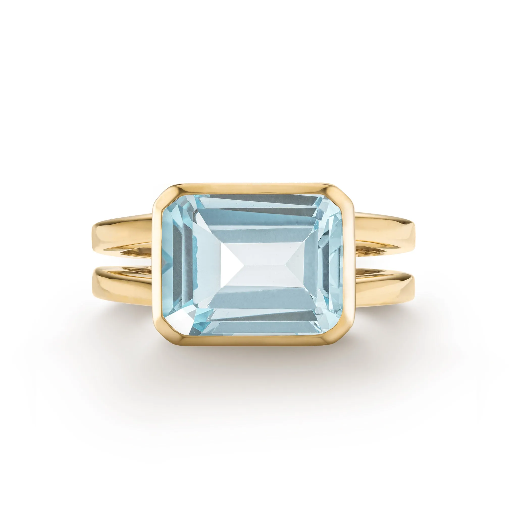 Warren Horizontal Nantucket Blue Topaz Ring in 14k Gold (December) sold by Haverhill
