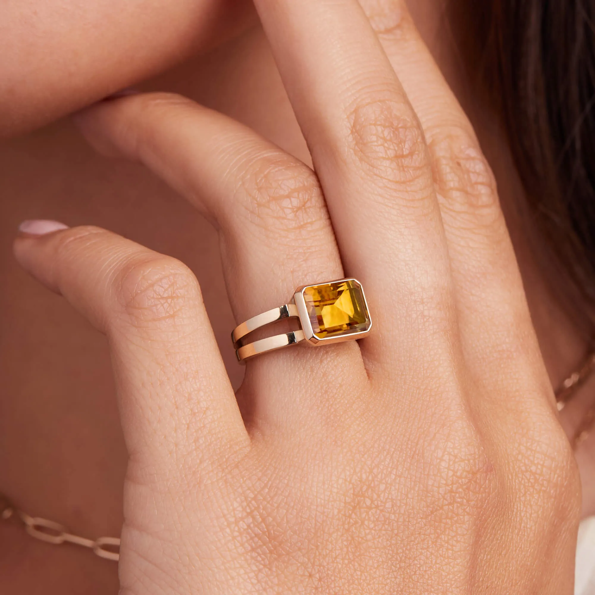 Warren Horizontal Citrine Ring in 14k Gold (November) sold by Haverhill product image thumbnail 3