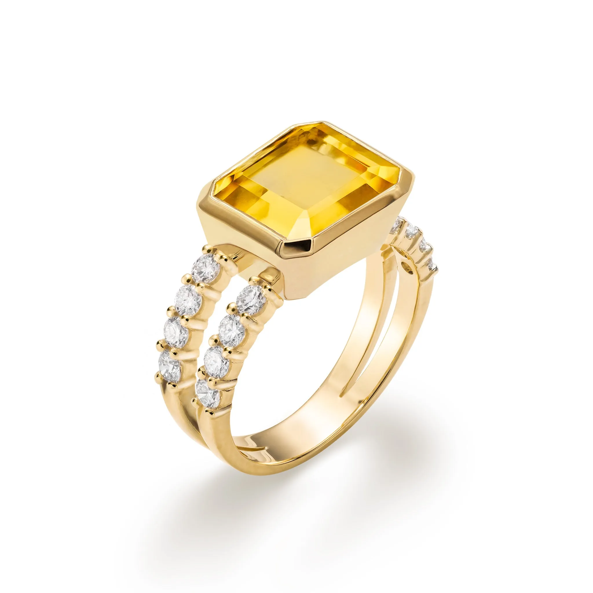 Warren Horizontal Citrine Ring with Diamonds in 14k Gold (November) sold by Haverhill product image thumbnail 4