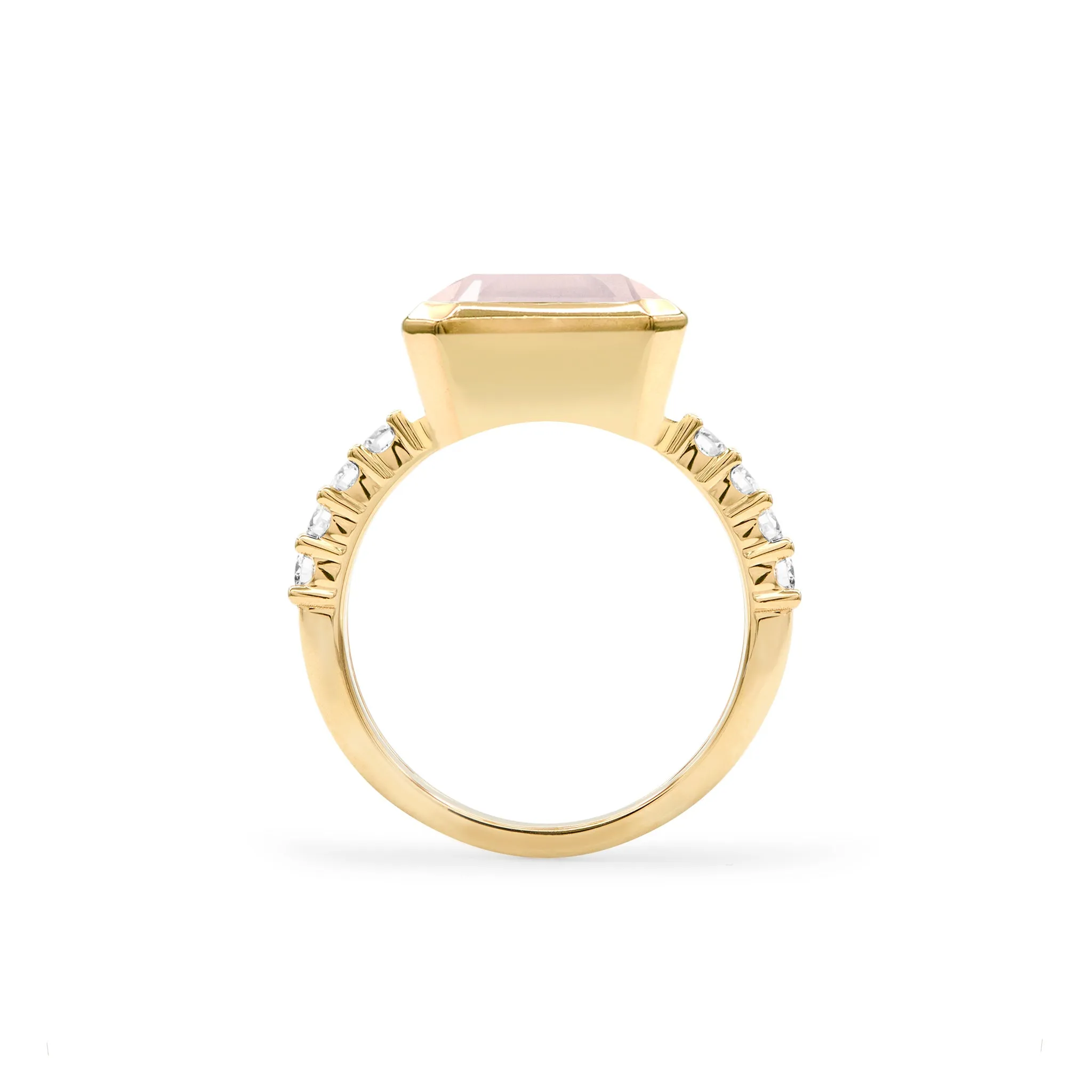Warren Horizontal Rose Quartz Ring with Diamonds in 14k Gold (October) sold by Haverhill product image thumbnail 5