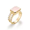 Warren Horizontal Rose Quartz Ring with Diamonds in 14k Gold (October) sold by Haverhill