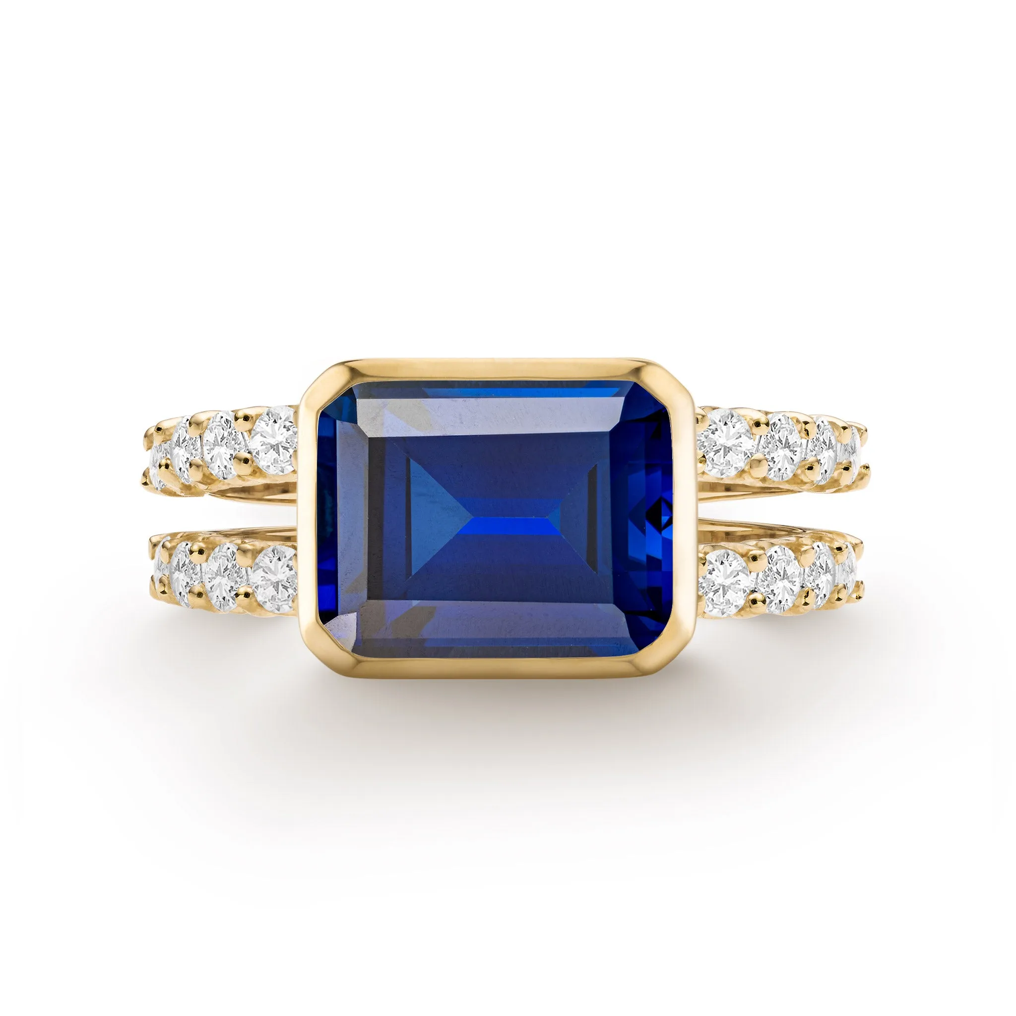 Warren Horizontal Sapphire Ring with Diamonds in 14k Gold (September) sold by Haverhill