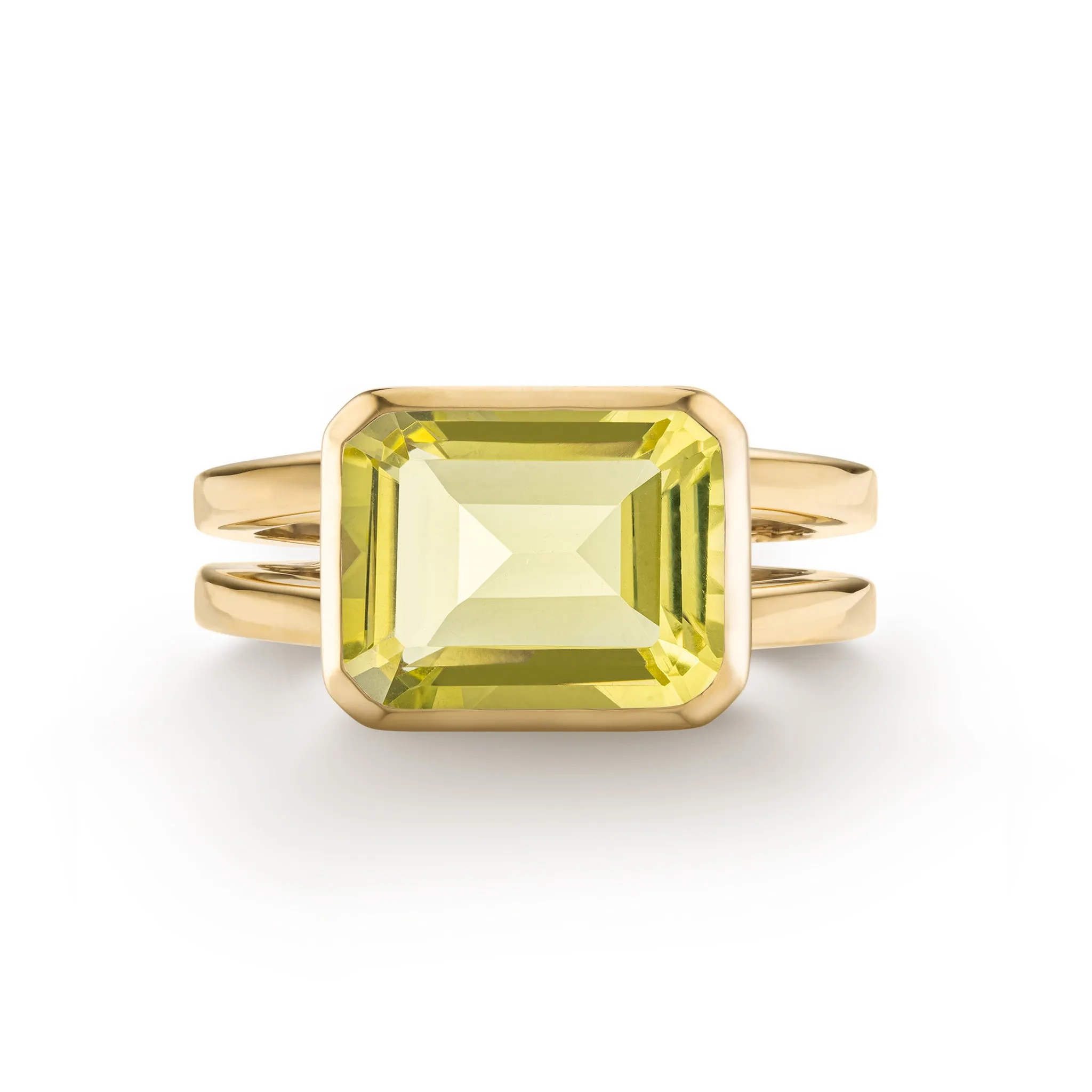 Warren Horizontal Lemon Verbena Quartz Ring in 14k Gold (August) sold by Haverhill