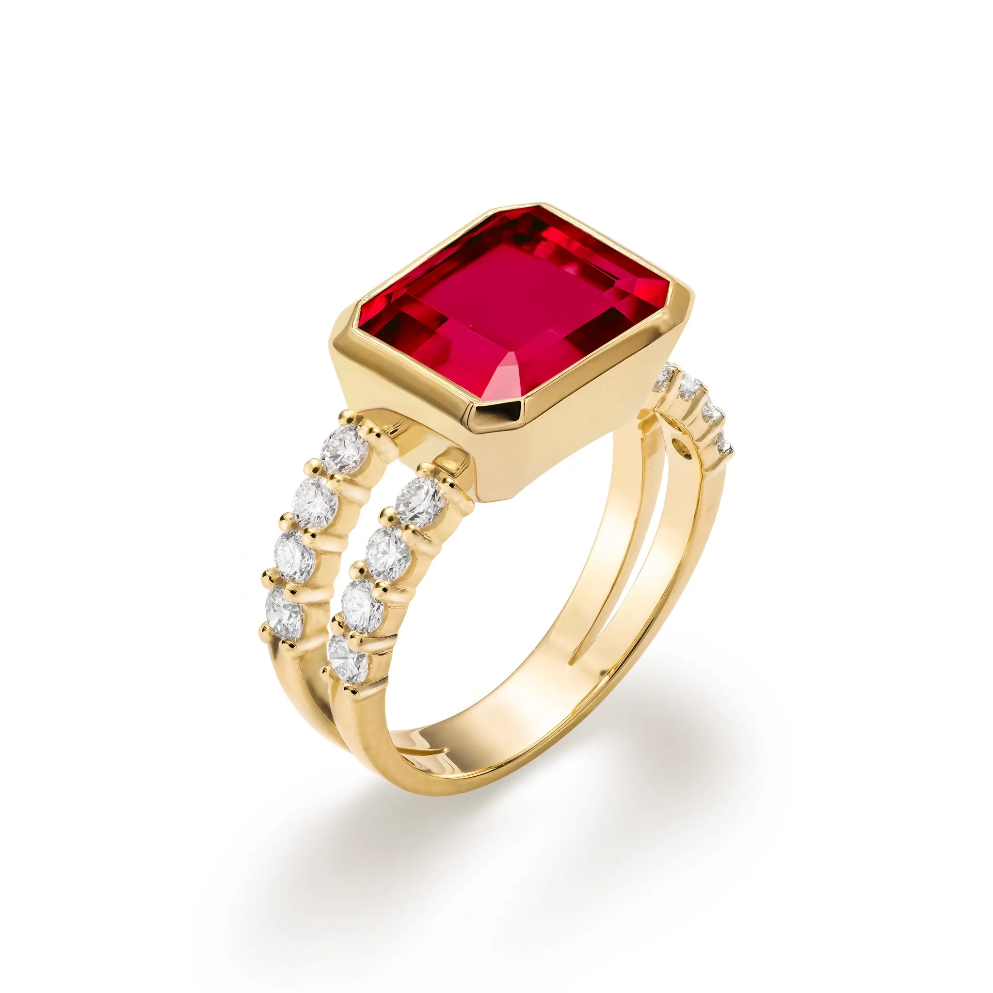 Warren Horizontal Ruby Ring with Diamonds in 14k Gold (July) sold by Haverhill product image thumbnail 4