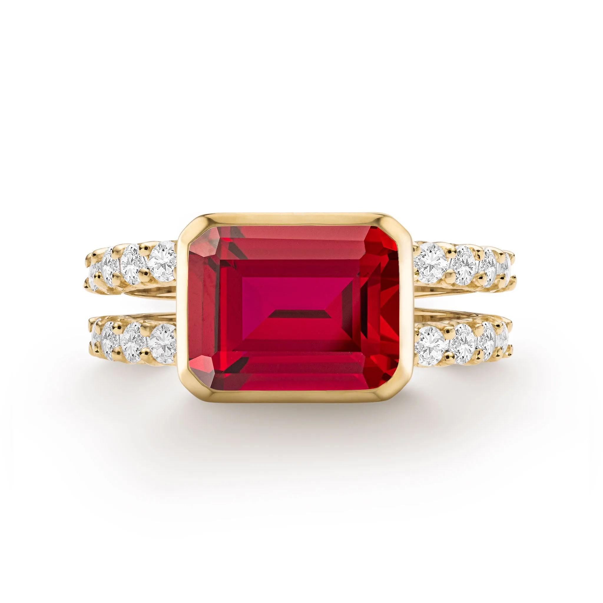 Warren Horizontal Ruby Ring with Diamonds in 14k Gold (July) sold by Haverhill