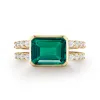 Warren Horizontal Emerald Ring with Diamonds in 14k Gold (May) sold by Haverhill