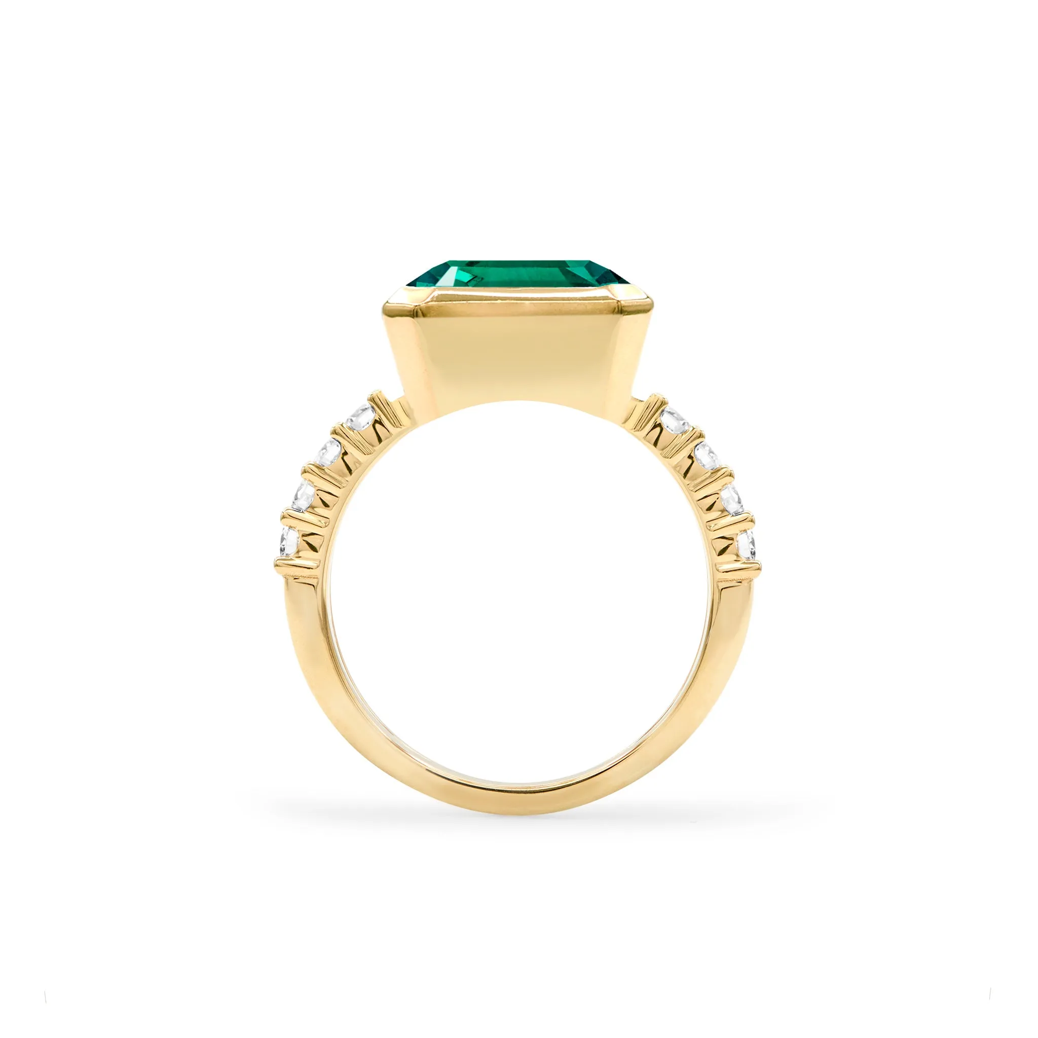 Warren Horizontal Emerald Ring with Diamonds in 14k Gold (May) sold by Haverhill product image thumbnail 5