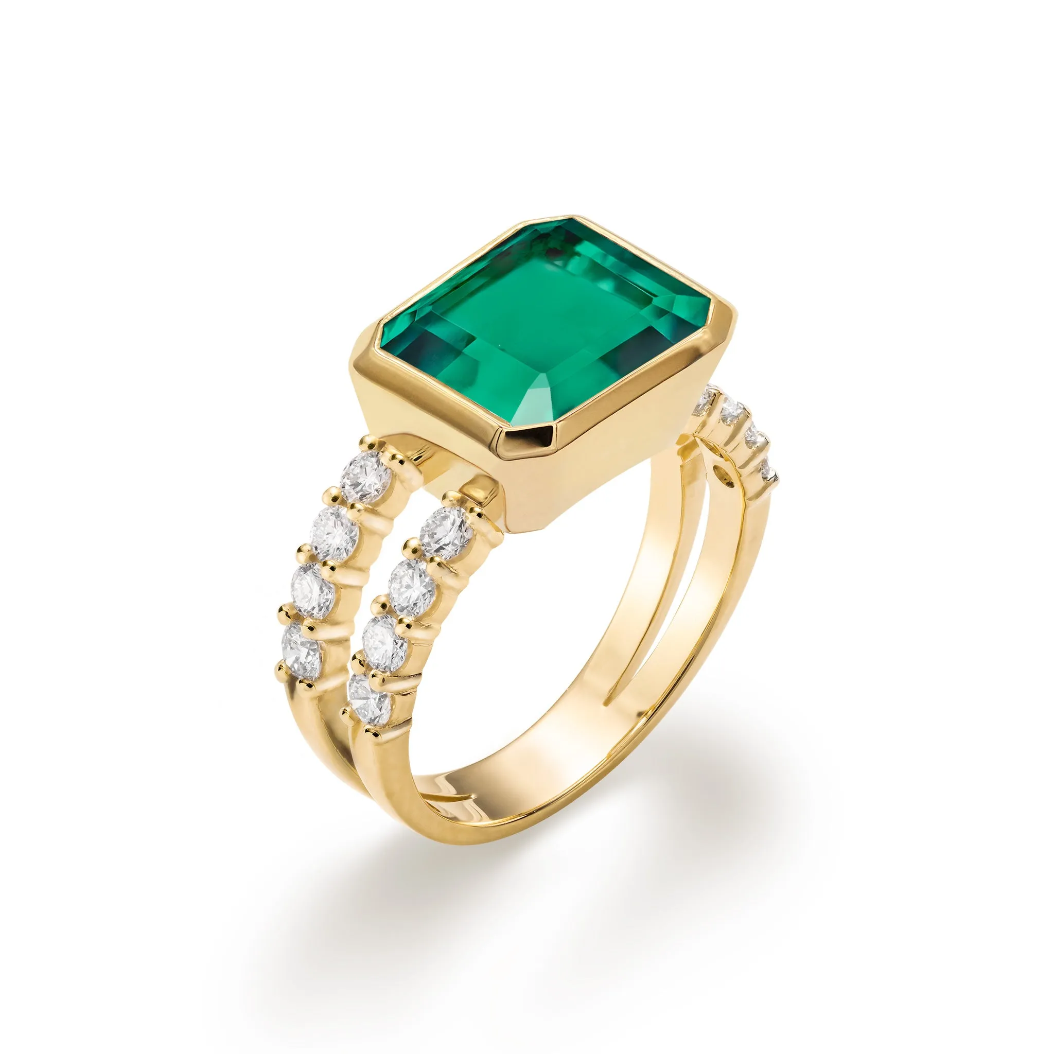 Warren Horizontal Emerald Ring with Diamonds in 14k Gold (May) sold by Haverhill product image thumbnail 4