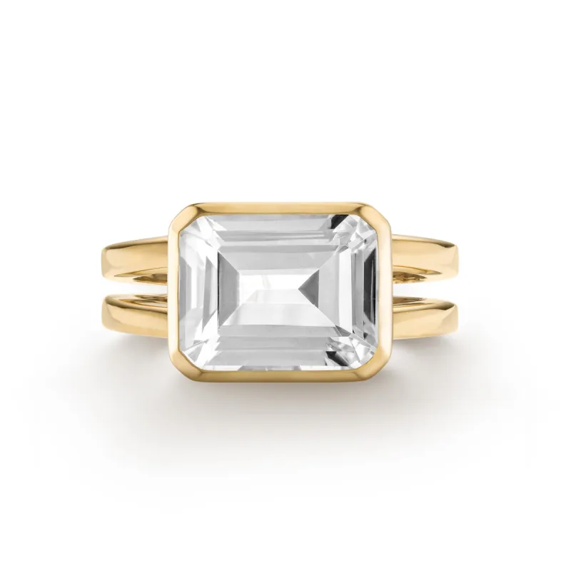 Warren Horizontal White Topaz Ring in 14k Gold (April) sold by Haverhill