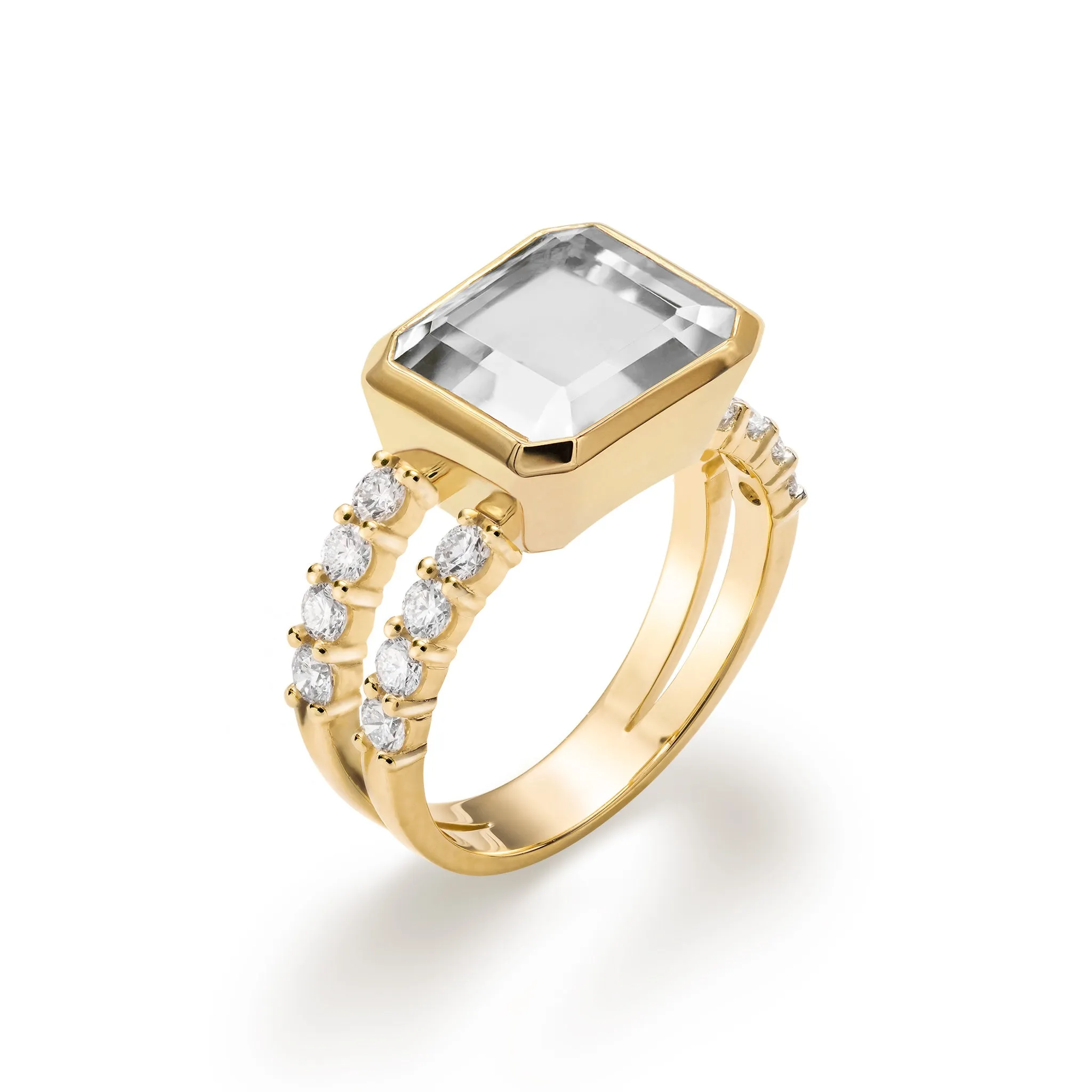 Warren Horizontal White Topaz Ring with Diamonds in 14k Gold (April) sold by Haverhill product image thumbnail 4