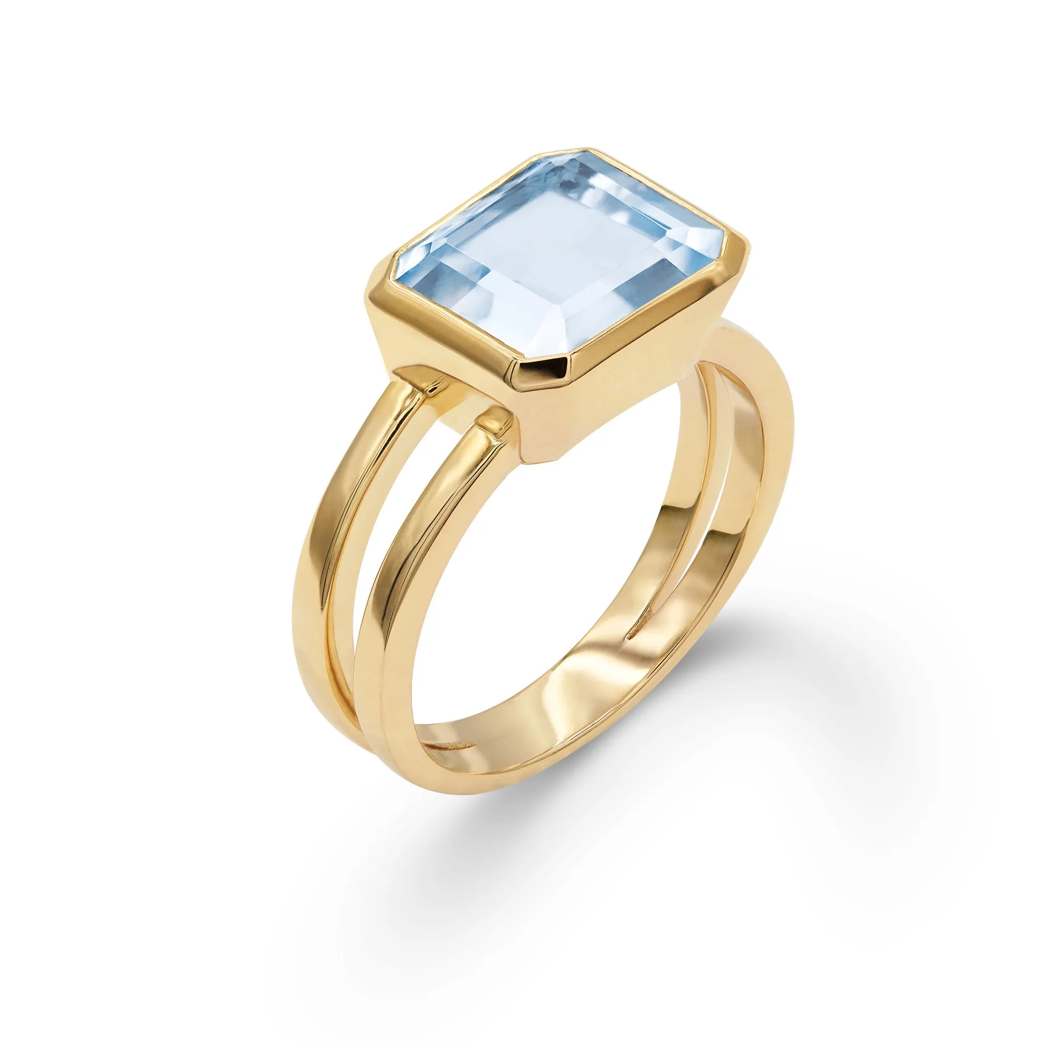 Warren Horizontal Aquamarine Ring in 14k Gold (March) sold by Haverhill product image thumbnail 4